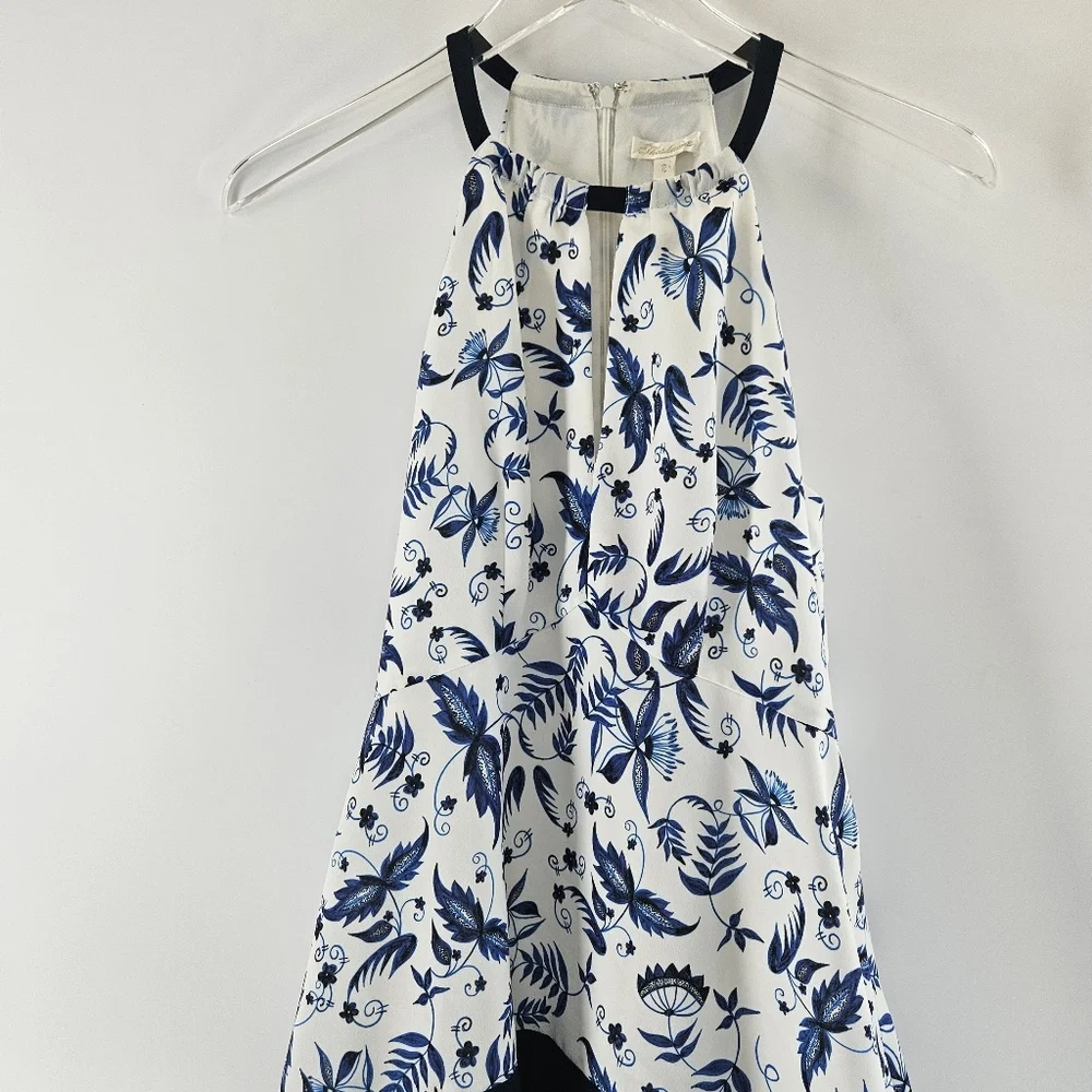 Shoshanna White and Navy Blue Floral Halter Mini Dress - Picture 5 of 14